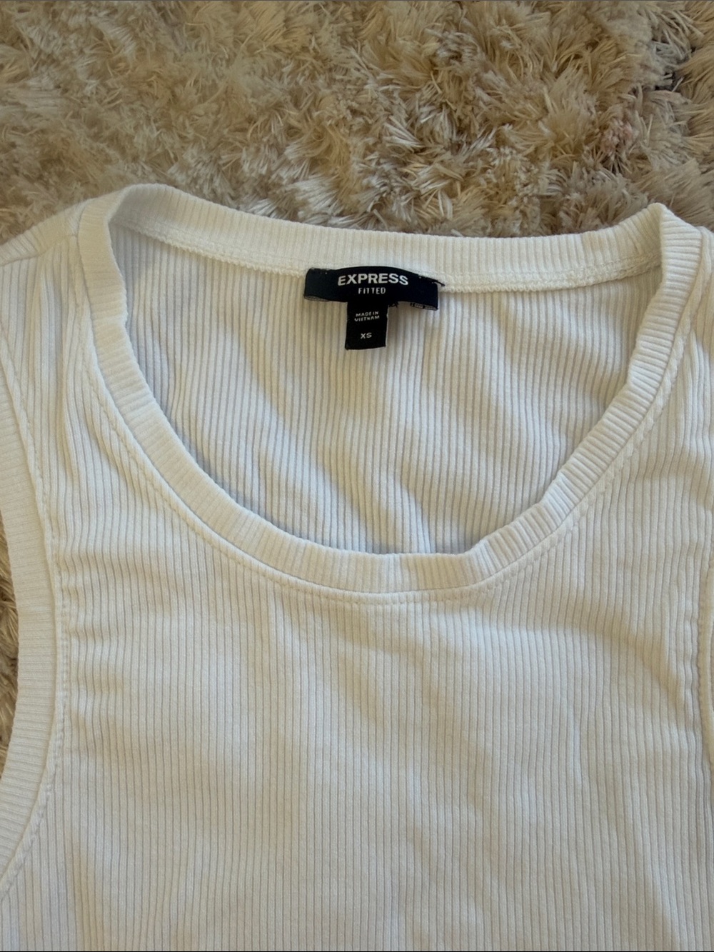 Express White Ribbed Tank Top - Picture 2 of 4